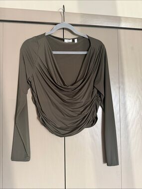 Wilfred Olive Green Drape Front Long Sleeve Top